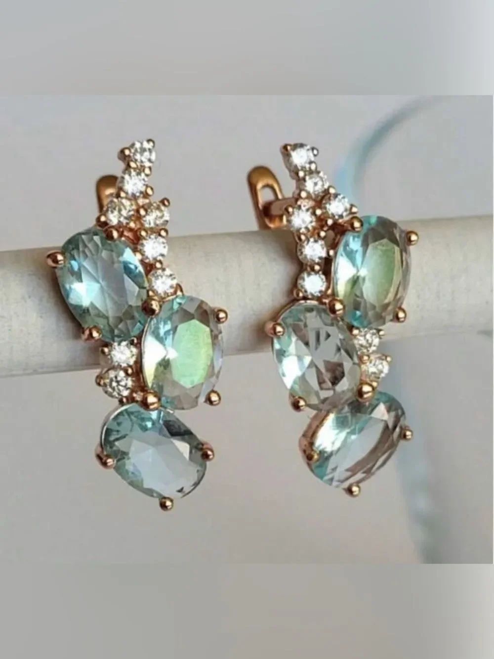 Min blue Crystal Drop Earrings A2051